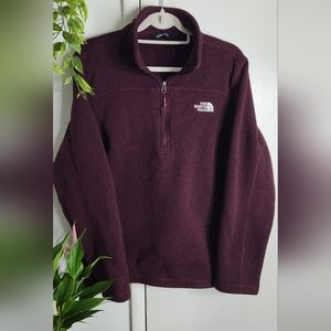 🍷 The North Face Men’s 1/4 Zip Fleece Pullover Size L Burgundy Cozy Outd